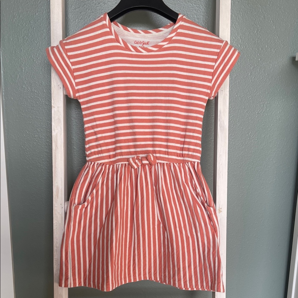 Cat & Jack Coral and White Striped Dress